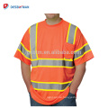 Meistverkaufte Hallo-Vis Gelb Arbeit T-shirts 100% Polyester Birdseye Mesh Rundhals Sicherheit T-Shirts Mit 2-Ton Reflektierende Streifen